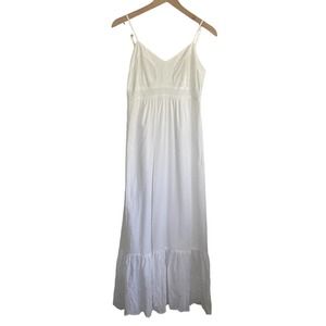 Banana Republic White Eyelet Cotton Pat Maxi Dress Size 0 Petite